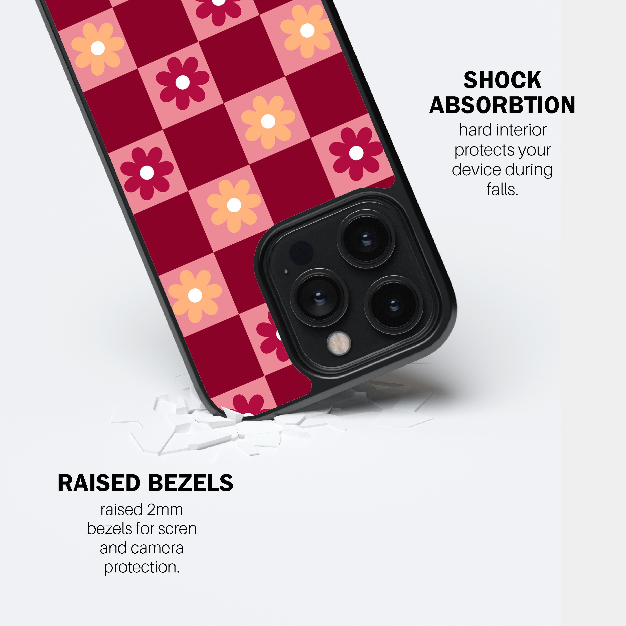 Retro Floral Check Phone Cover