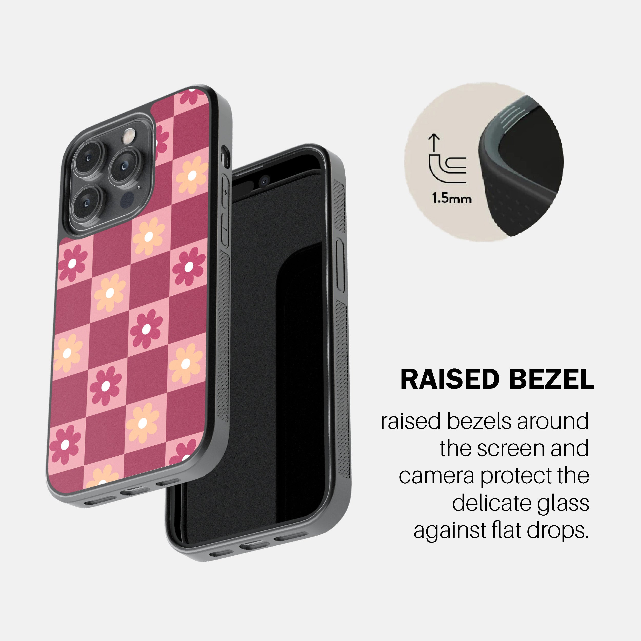 Retro Floral Check Phone Cover