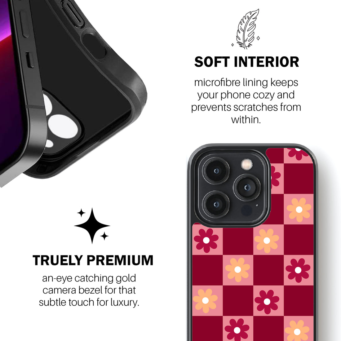 Retro Floral Check Phone Cover