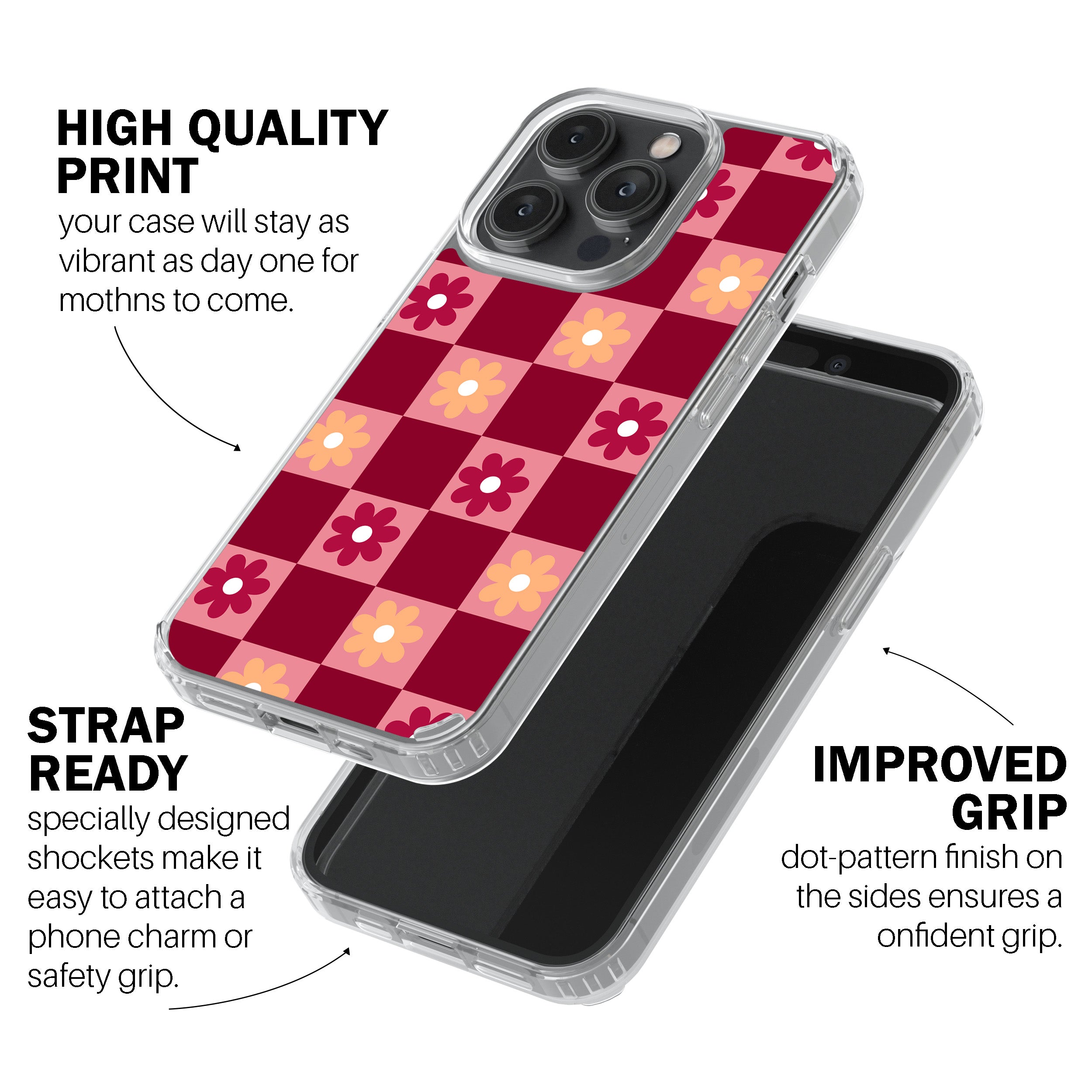 Retro Floral Check Phone Cover