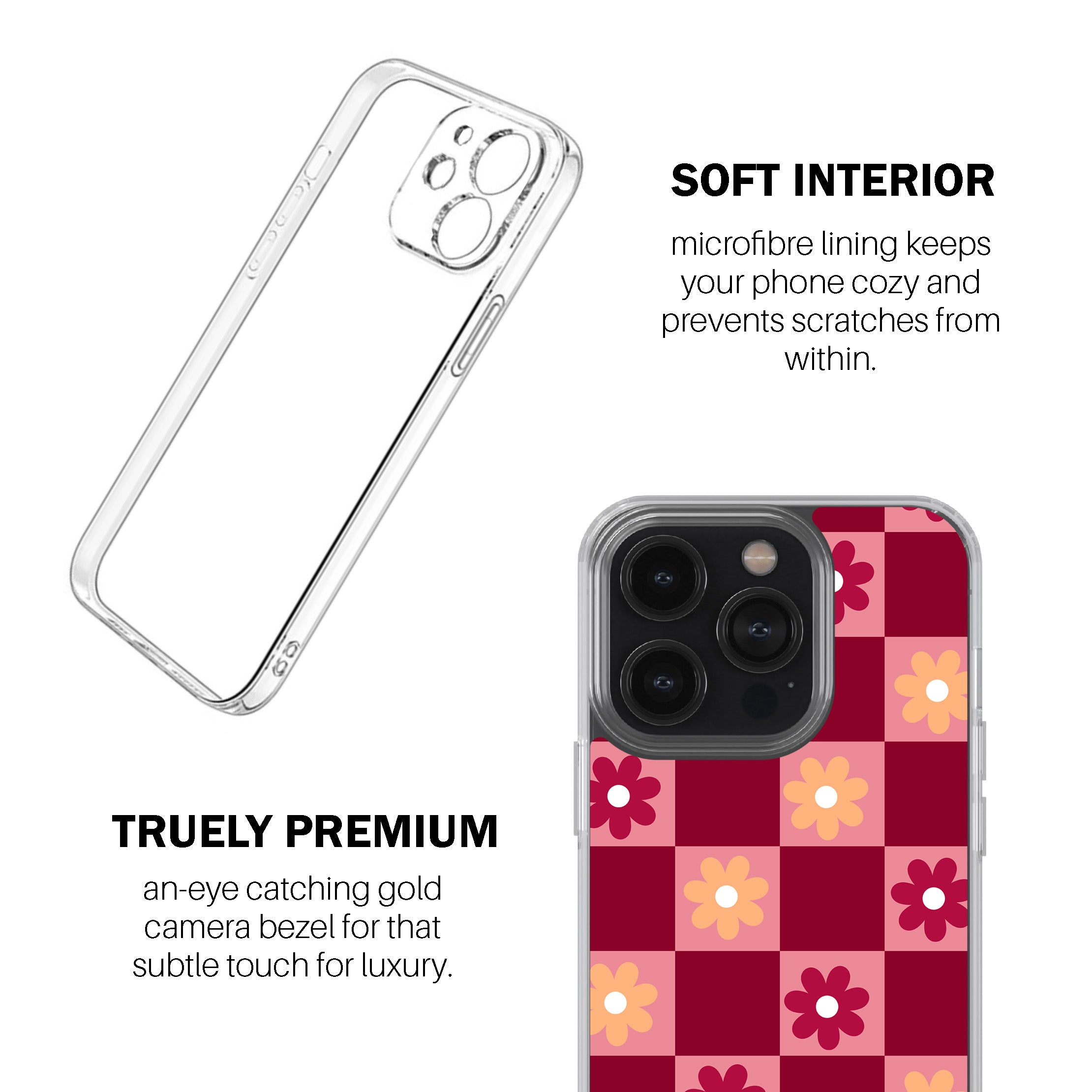 Retro Floral Check Phone Cover