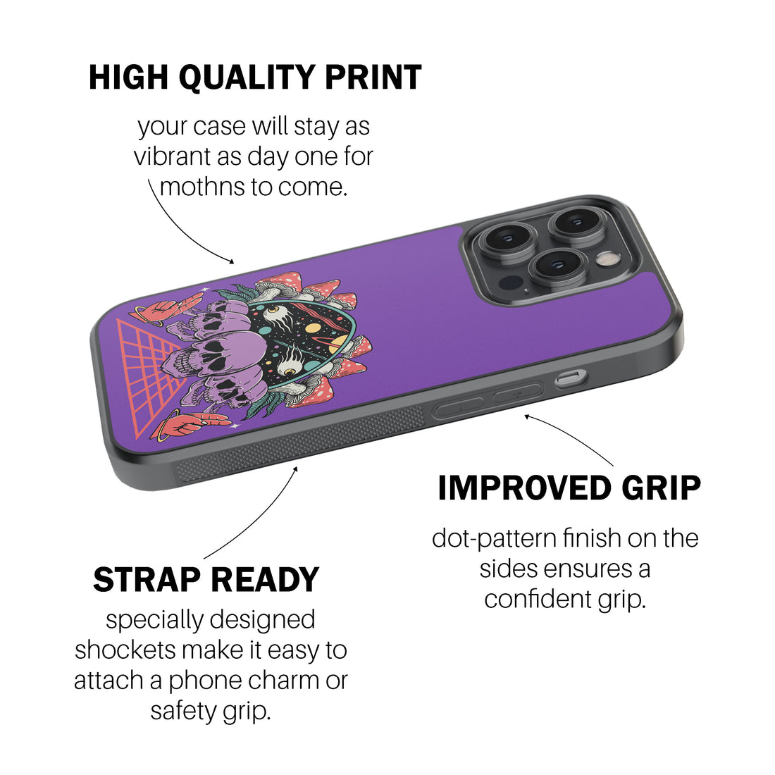 Purple Skulls Shroom Trip – Phone Cover