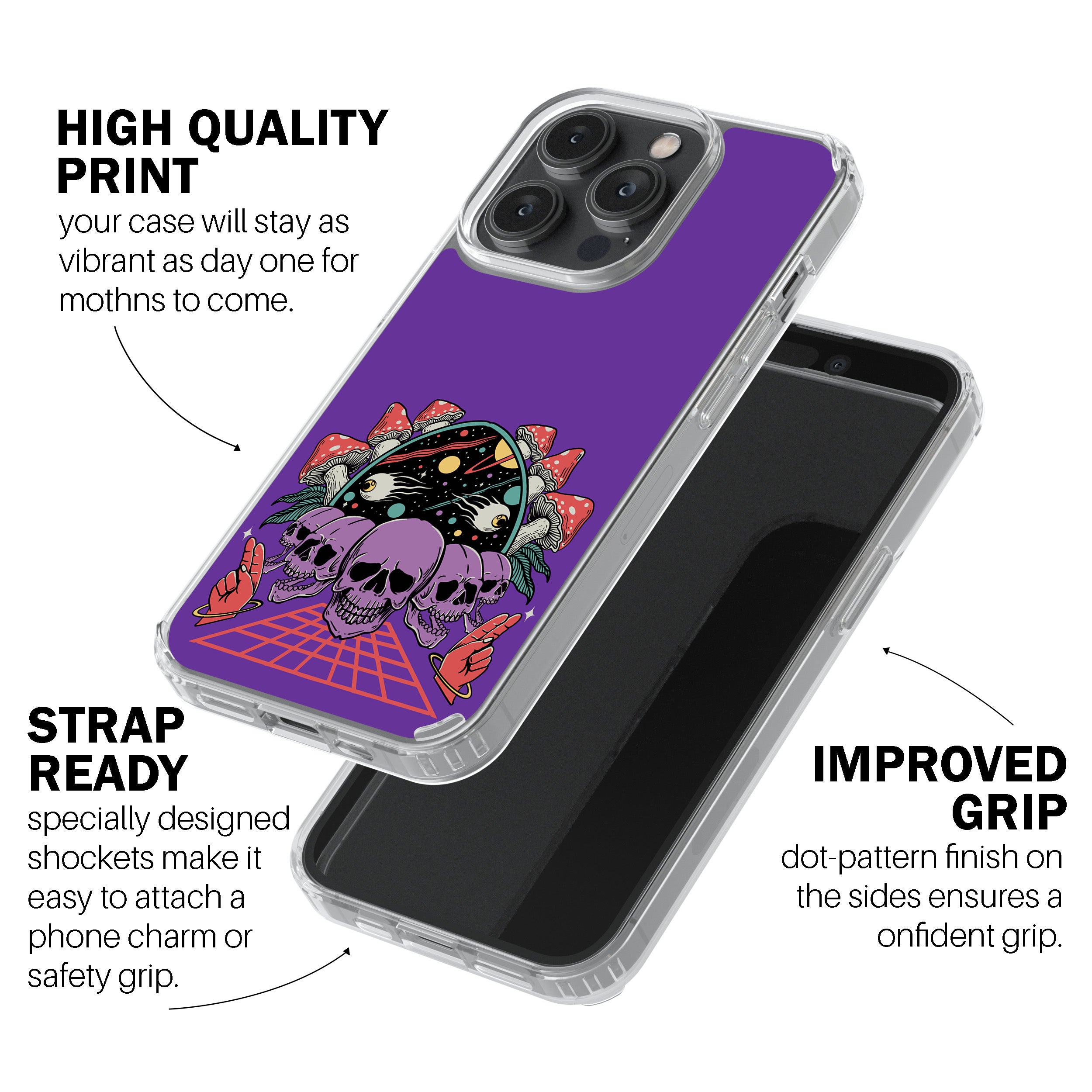 Purple Skulls Shroom Trip – Phone Cover