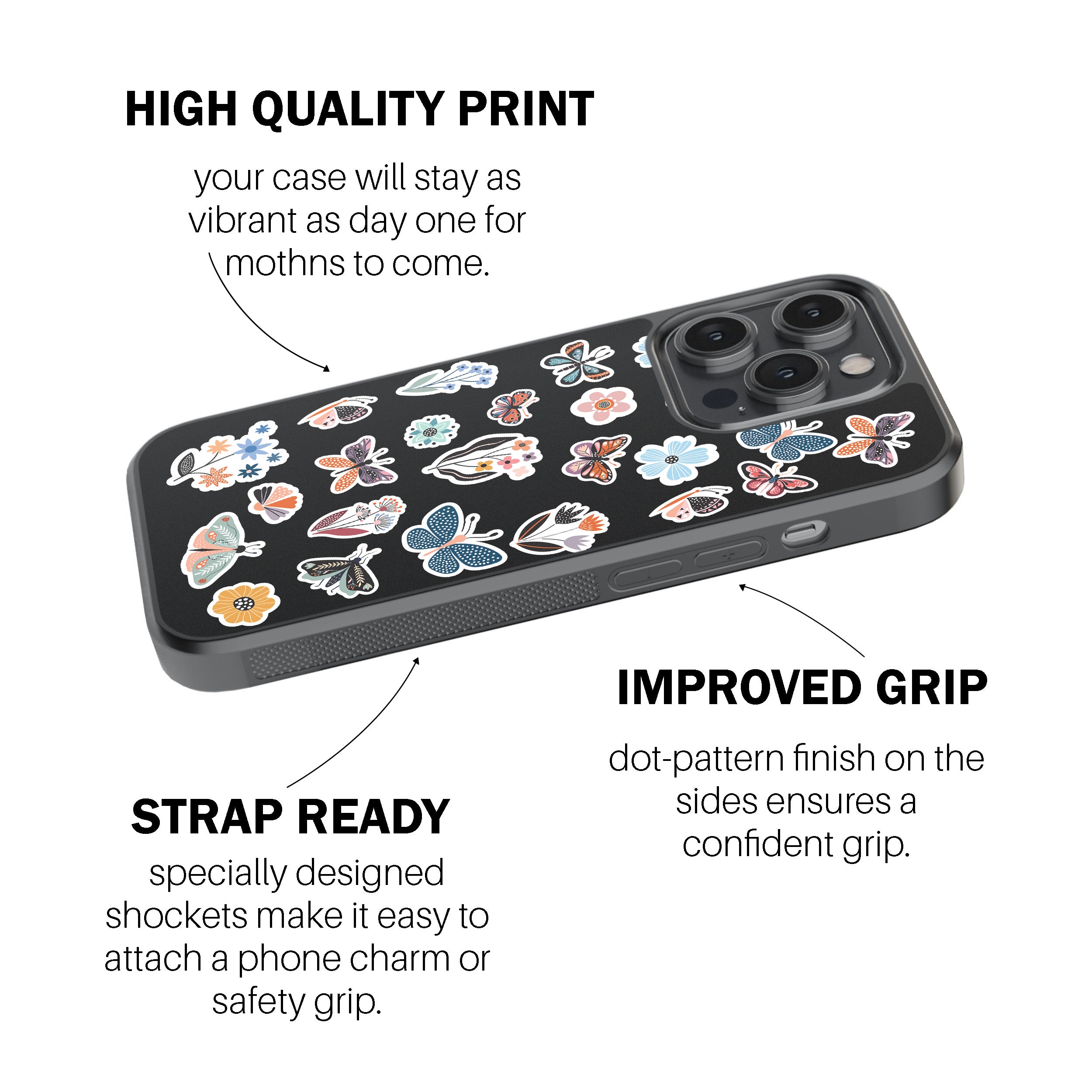 Floral & Butterfly Stickers Phone Cover