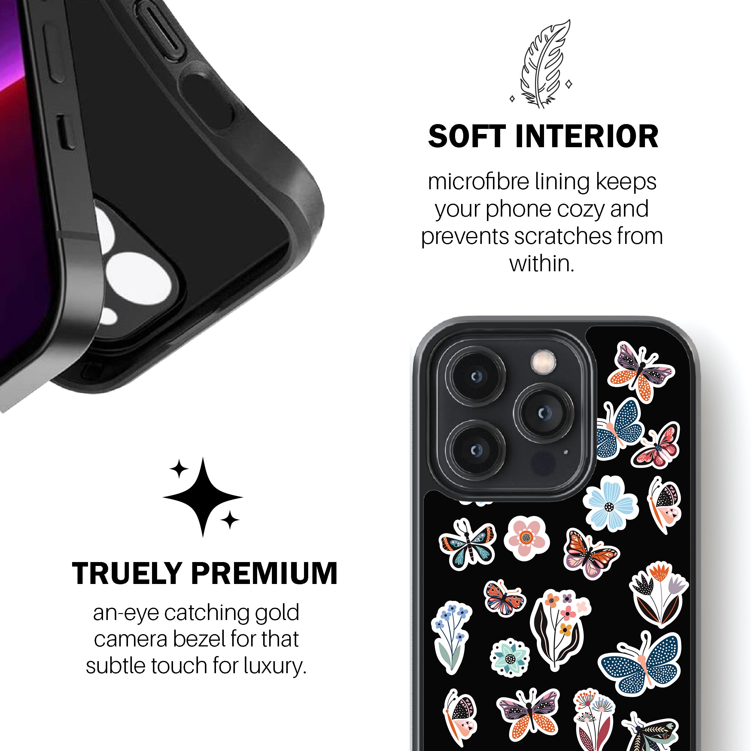 Floral & Butterfly Stickers Phone Cover