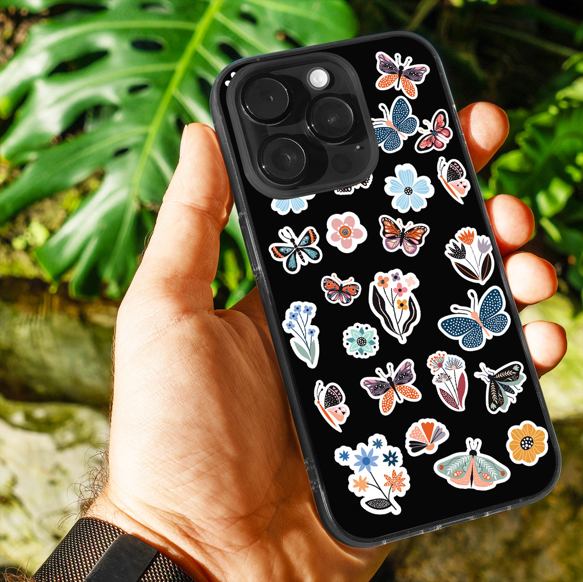 Floral & Butterfly Stickers Phone Cover