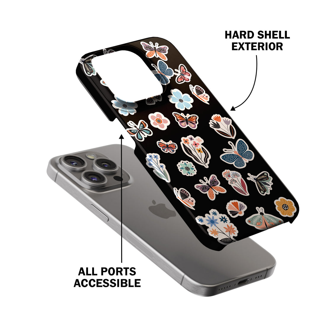 Floral & Butterfly Stickers Phone Cover