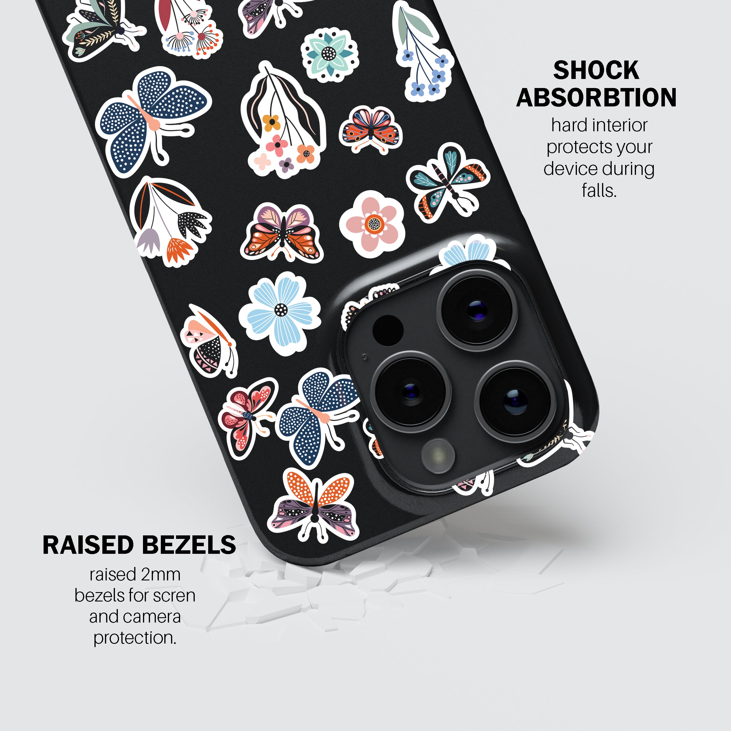 Floral & Butterfly Stickers Phone Cover
