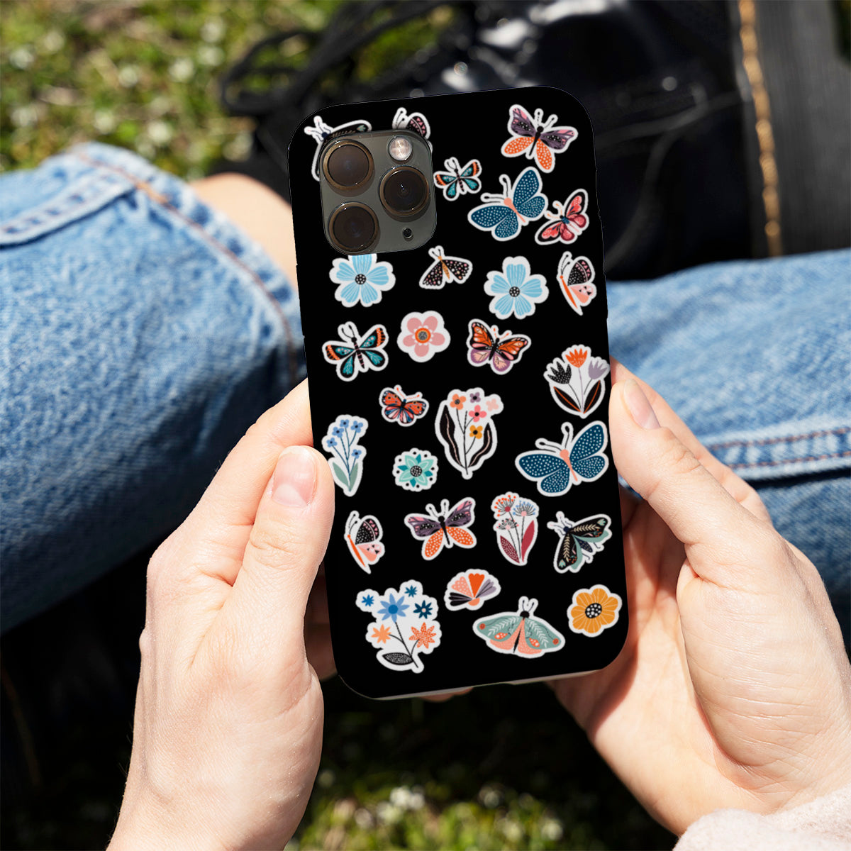 Floral & Butterfly Stickers Phone Cover
