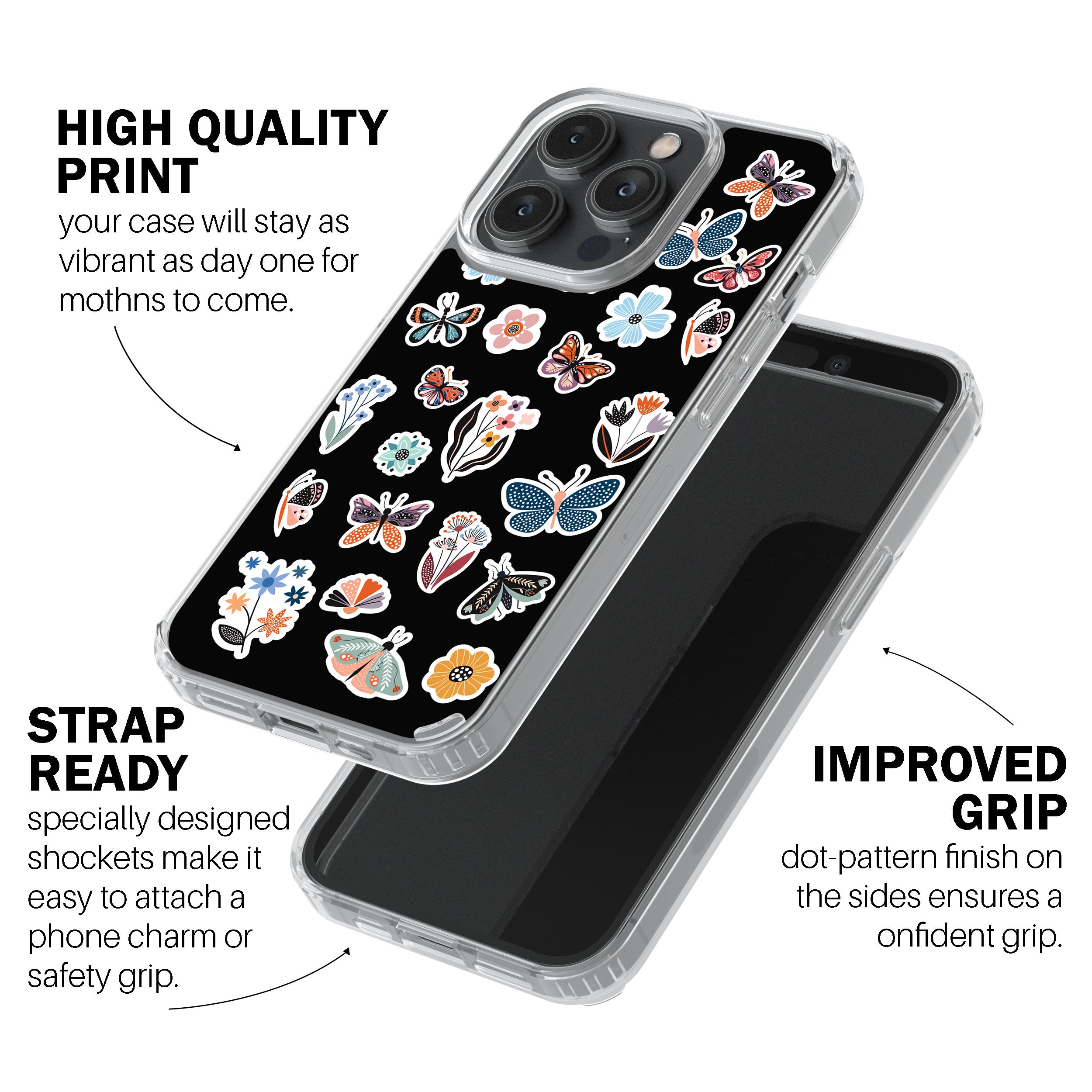 Floral & Butterfly Stickers Phone Cover