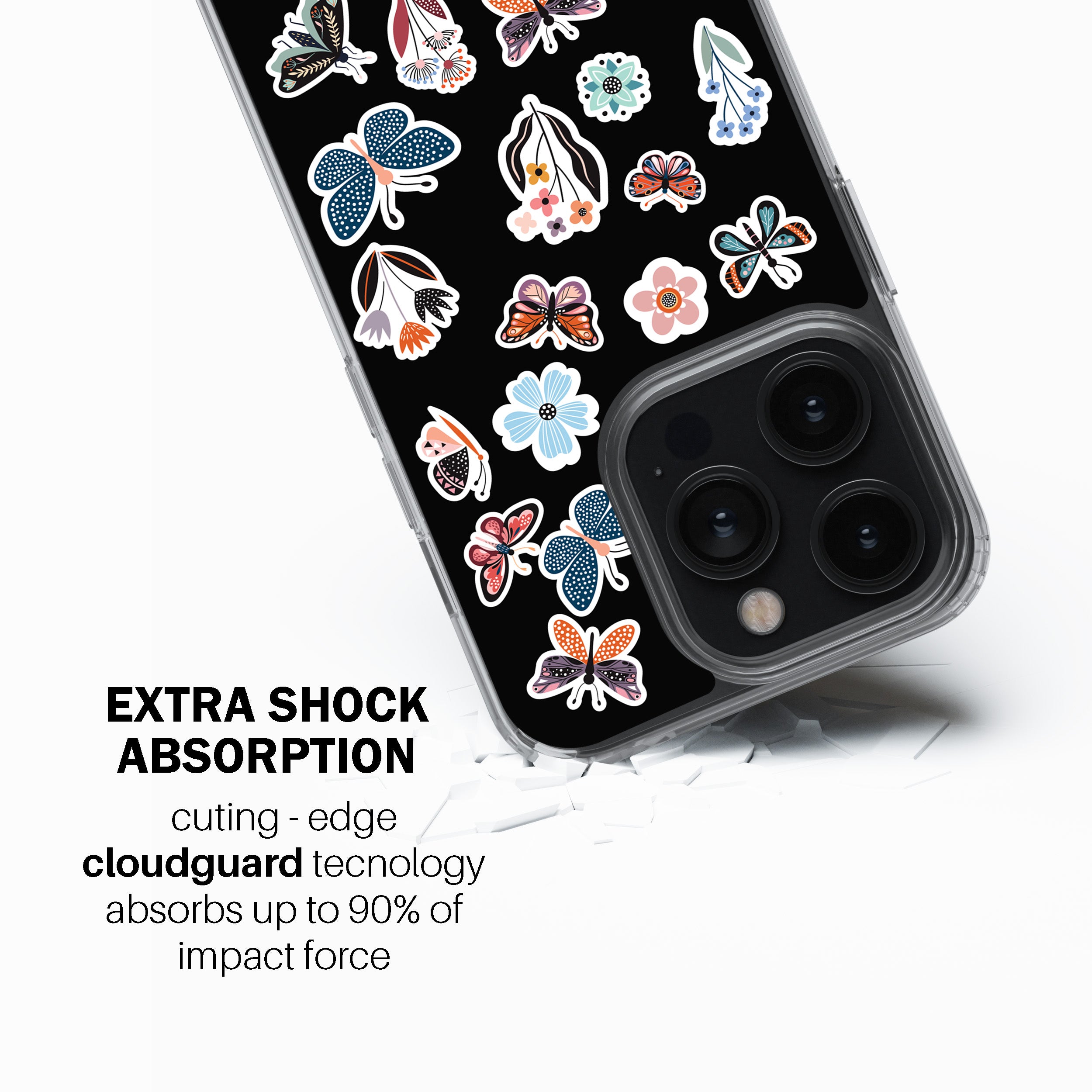 Floral & Butterfly Stickers Phone Cover