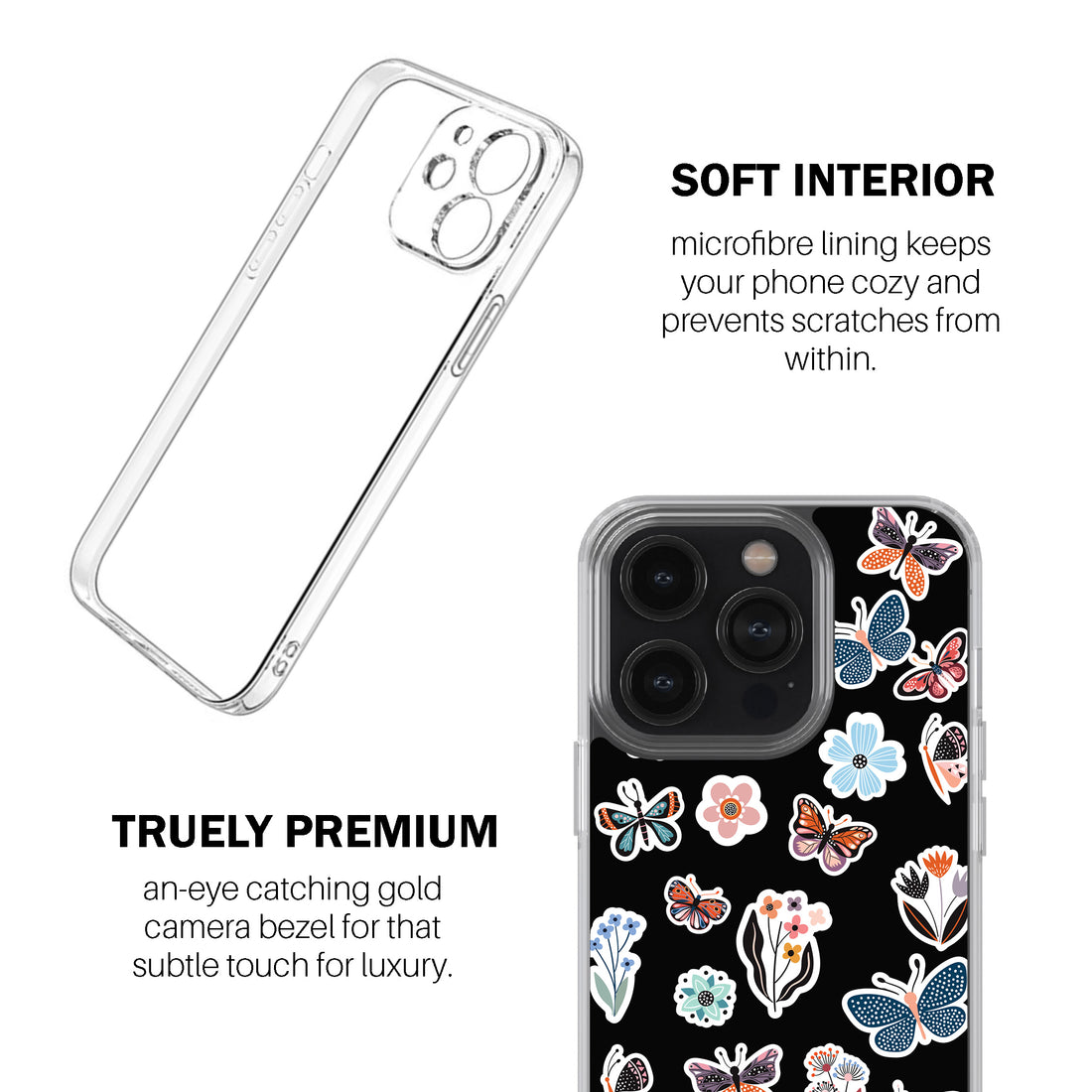 Floral & Butterfly Stickers Phone Cover