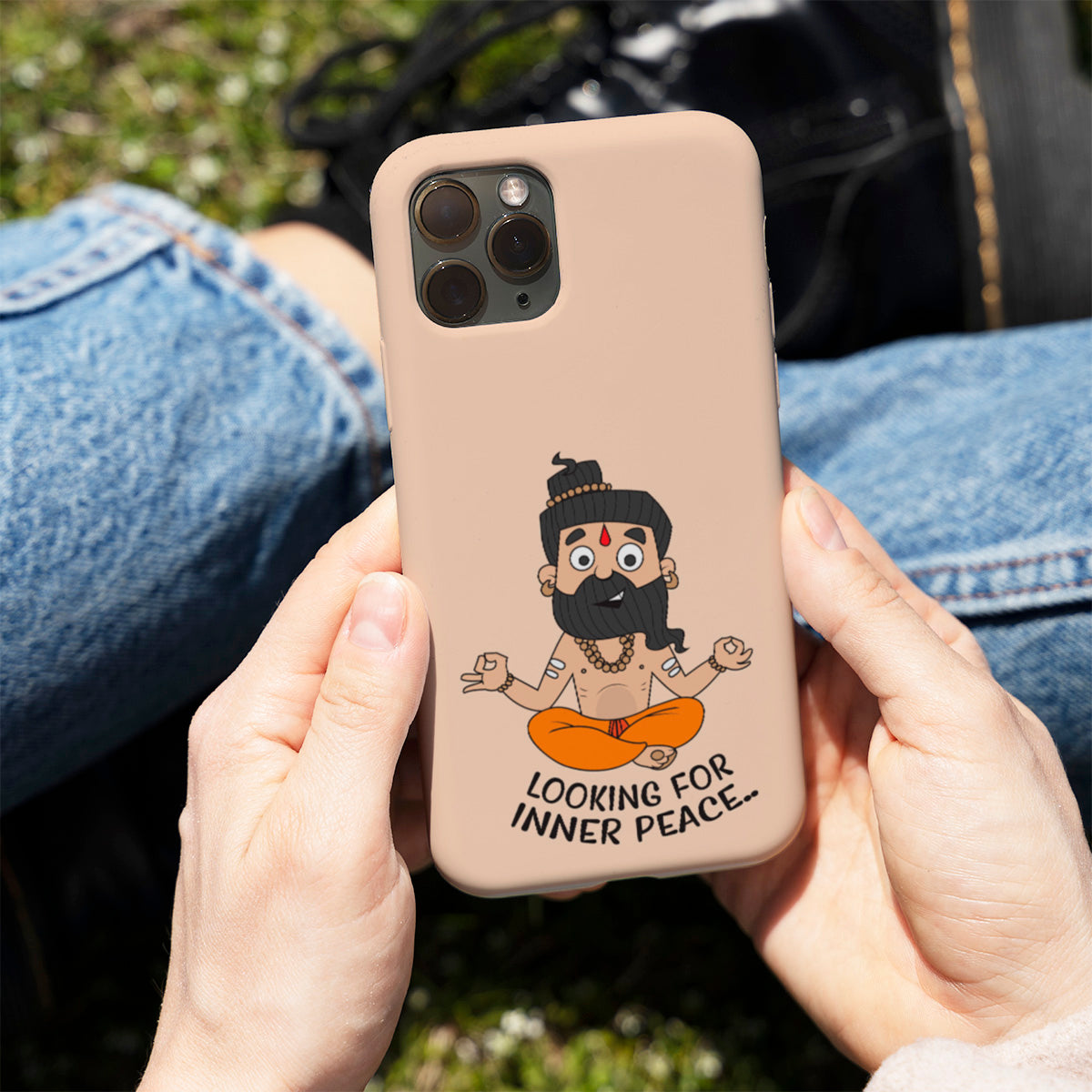 Looking For Inner Peace (Yogi Cartoon) Phone Cover