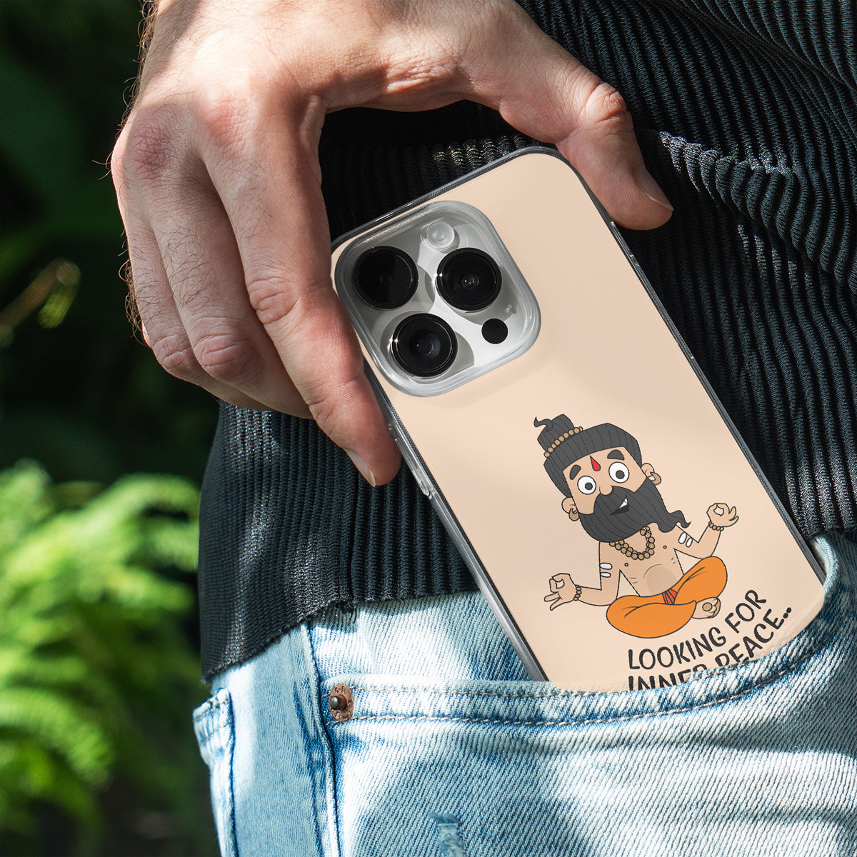 Looking For Inner Peace (Yogi Cartoon) Phone Cover